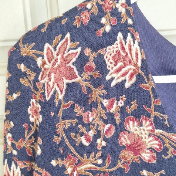 Wrangler Dress SzL Junior Mini Navy Floral  Print Lined Lace Trim Cuff Cute - Picture 4 of 8